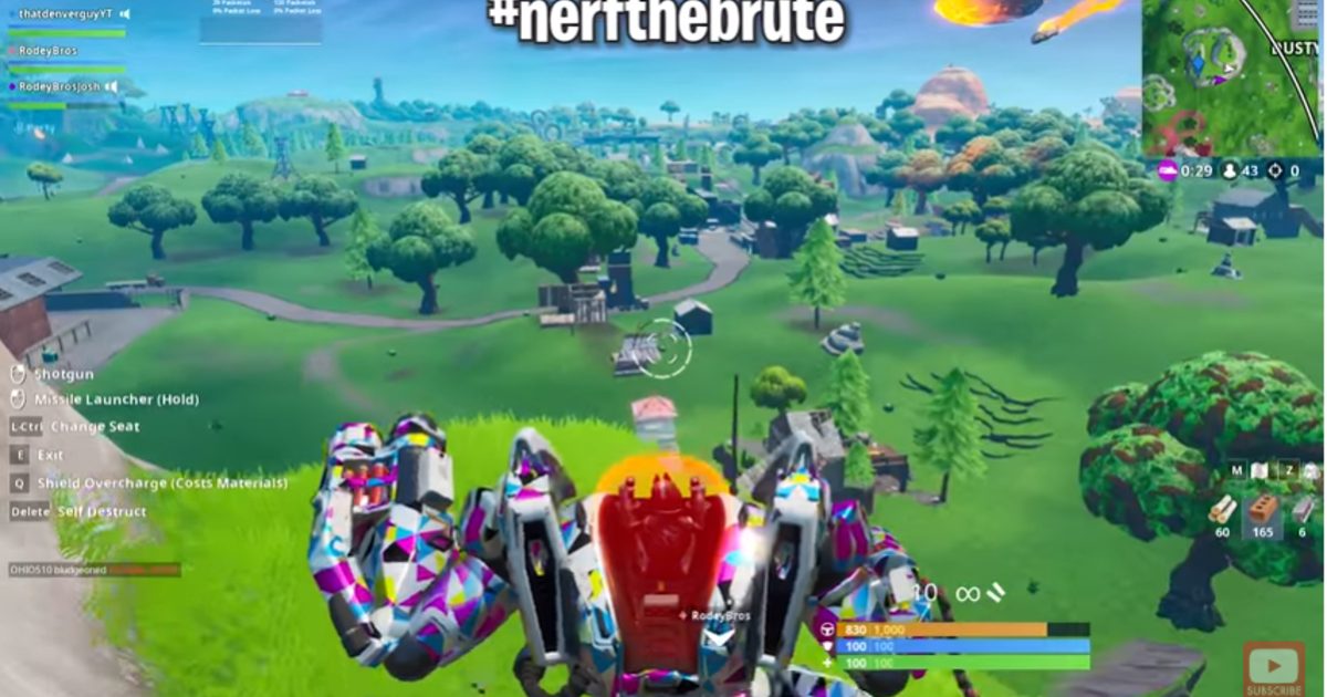 Fortnite God Mode Glitch Using BRUTEs Mech Gets Nerfed But Not The