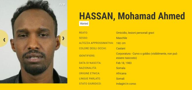 Mohamad Ahmed Hassan, somalo, nato il 18-feb-83