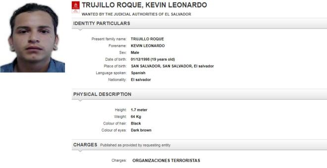 Kevin Leonardo Trujillo Roque, 01/12/1998 (19 years old) 