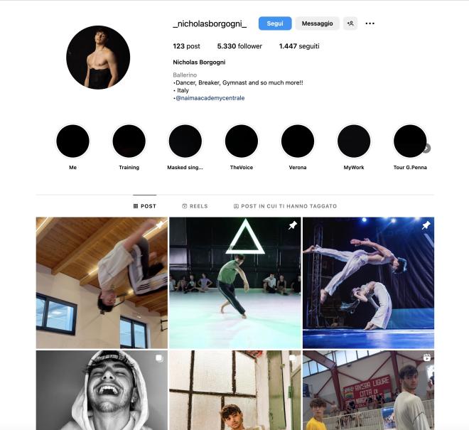 Qual è il profilo Instagram di Nicholas Borgogni?