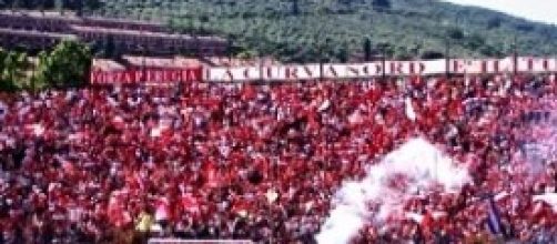 Perugia-Salernitana: La curva dei tifosi Grifoni