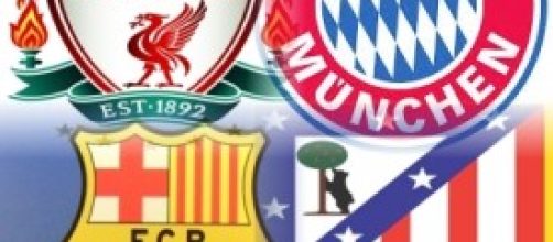 Gli stemmi di 4 squadre del calcio europeo