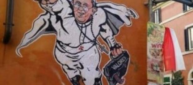 il murales del Papa nei pressi del Vaticano il murales del Papa nei pressi del Vaticano