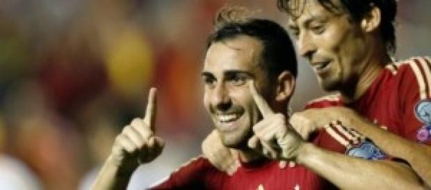 Autor del único gol de la selección, Paco Alcácer Autor del único gol de la selección, Paco Alcácer