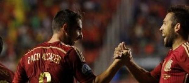 Alcácer, uno de los goleadores, junto a Jordi Alba Alcácer, uno de los goleadores, junto a Jordi Alba