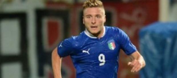l'attaccante azzurro Immobile l'attaccante azzurro Immobile