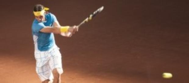 Rafael Nadal en un partido. Rafael Nadal en un partido.