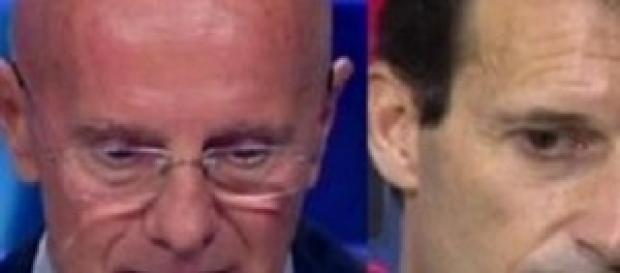 Sacchi e Allegri durante la lite in Tv Sacchi e Allegri durante la lite in Tv