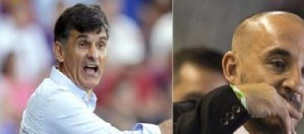 Mendilibar y "Chapi" Ferrer, los ex-entrenadores. Mendilibar y "Chapi" Ferrer, los ex-entrenadores.