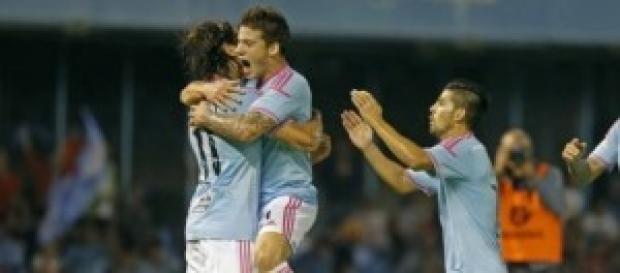 Los vigueses celebran uno de sus goles Los vigueses celebran uno de sus goles