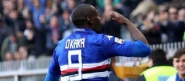 l'attaccante blucerchiato Okaka l'attaccante blucerchiato Okaka