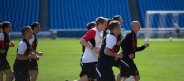 Liverpool players training Liverpool players training