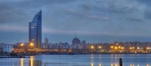 Atardecer en la bahía de Montevideo.
