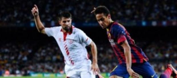 Neymar en un partido ante el Sevilla. Neymar en un partido ante el Sevilla.