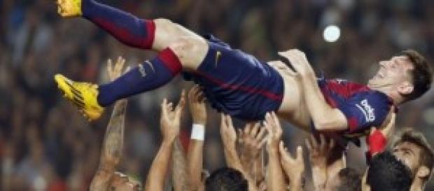 Leo Messi, tras batir el récord de Telmo Zarra. Leo Messi, tras batir el récord de Telmo Zarra.