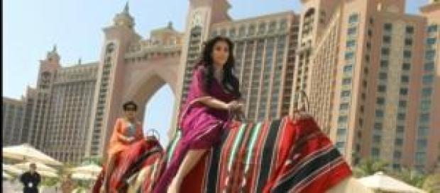 Kim y su paseo en camello por Dubai. Kim y su paseo en camello por Dubai.
