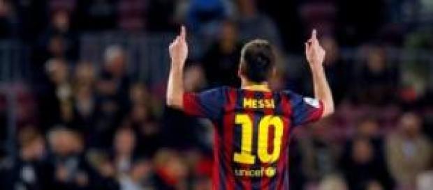 Leo Messi celebrando un gol Leo Messi celebrando un gol