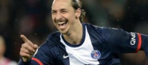Zlatan Ibrahimovic durante un'esultanza Zlatan Ibrahimovic durante un'esultanza