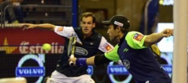 Díaz y Belasteguín durante el torneo de Valencia Díaz y Belasteguín durante el torneo de Valencia