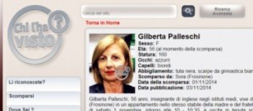Gilberta Palleschi scomparsa da sabato 1 novembre