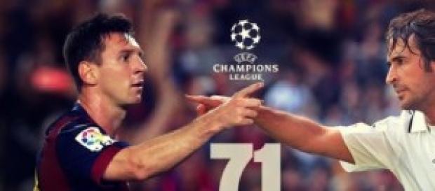 Messi y Raúl, con 71 goles. Foto: alacancha.net Messi y Raúl, con 71 goles. Foto: alacancha.net