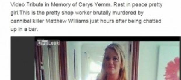 Video in ricordo di Cerys uccisa da un pazzo Video in ricordo di Cerys uccisa da un pazzo