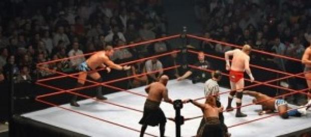 WWE wrestling men in the arena WWE wrestling men in the arena