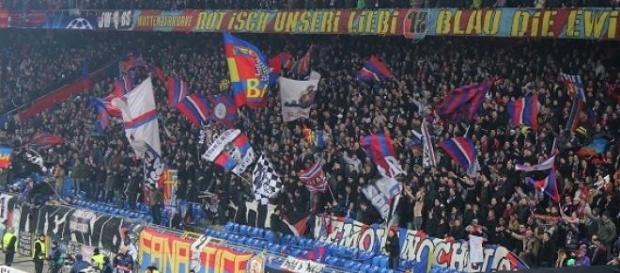 Basel FC fans in the stadium Basel FC fans in the stadium