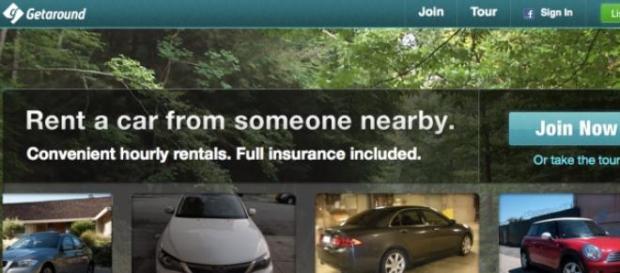 L'home page del sito di Getaround L'home page del sito di Getaround
