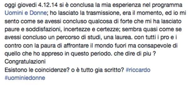 Riccardo Delicati accusa? Ecco lo sfogo Riccardo Delicati accusa? Ecco lo sfogo