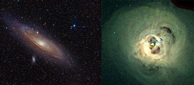 La galaxie d'Andromède et l'amas de Persée La galaxie d'Andromède et l'amas de Persée