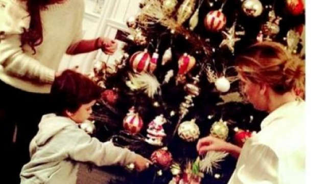 Claudia Galanti fa l'albero di Natale con Liam.