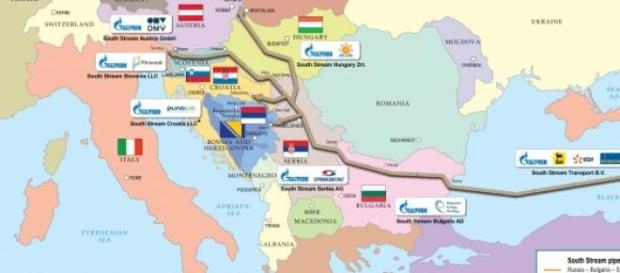 Trajet du South Stream cartographié par Gazprom Trajet du South Stream cartographié par Gazprom