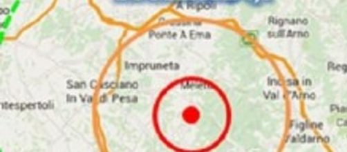 L'epicentro del terremoto in Toscana