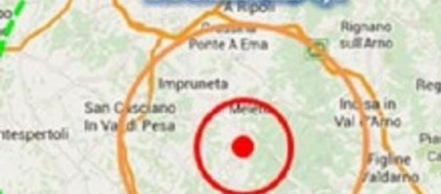 L'epicentro del terremoto in Toscana L'epicentro del terremoto in Toscana