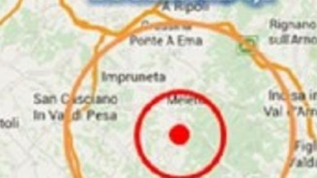 L'epicentro del terremoto in Toscana