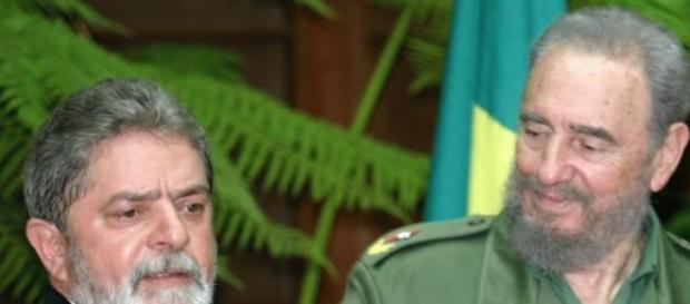 Castro Con Lula Da Silva en imagen de archivo Castro Con Lula Da Silva en imagen de archivo