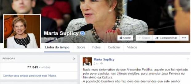 Opinião de Marta Suplicy Foto: Reprodução/Facebook Opinião de Marta Suplicy Foto: Reprodução/Facebook