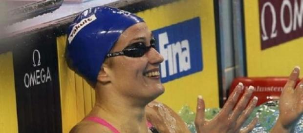 Mireia tras su triunfo en los 800 libres. Mireia tras su triunfo en los 800 libres.