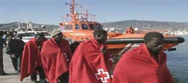 Inmigrantes rescatados en el puerto de Almería Inmigrantes rescatados en el puerto de Almería