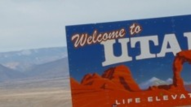 Cartellone di benvenuto nello Stato dello Utah