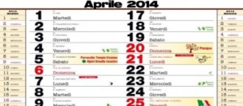 Date, ponti e festività aprile 2014