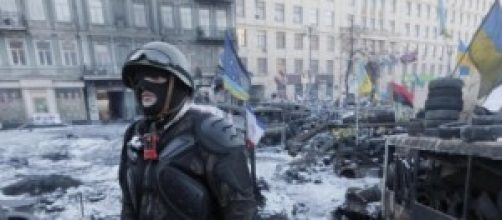 Ucraina immagini passate del conflitto in piazza.
