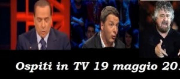 Grillo-Berlusconi-Renzi in tv il 19 maggio 2014 Grillo-Berlusconi-Renzi in tv il 19 maggio 2014