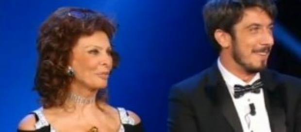 Il conduttore Ruffini e Sophia Loren Il conduttore Ruffini e Sophia Loren