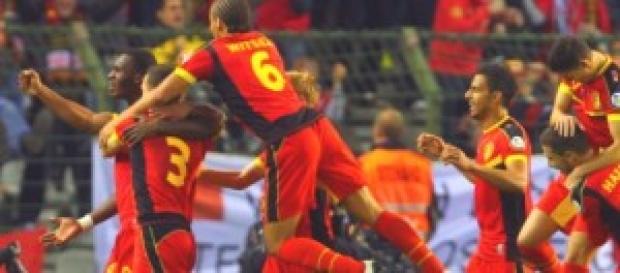 Selección belga celebrando un tanto. Selección belga celebrando un tanto.