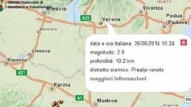 Screenshot dal sito internet dei terremoti