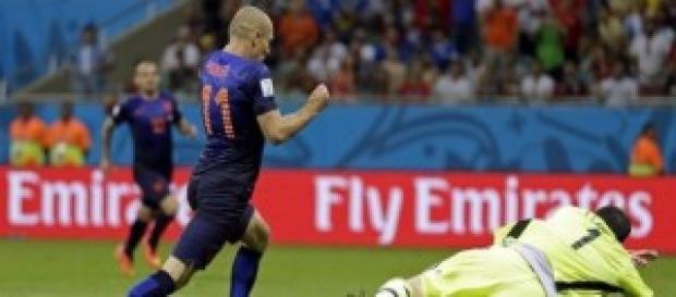La estrella holandesa en una de sus jugadas. La estrella holandesa en una de sus jugadas.