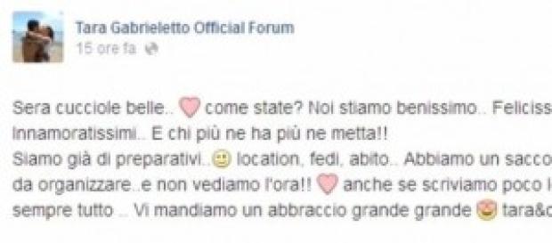 Tara commenta le nozze con Cristian Galella Tara commenta le nozze con Cristian Galella