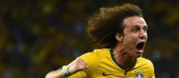 David Luiz celebrates goal against Colombia David Luiz celebrates goal against Colombia